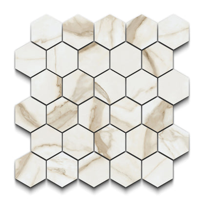 Liguria Porcelain Tile Gold Matte Hexagon Mosaic