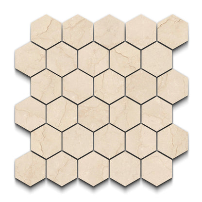 Crema Marfil Porcelain Tile Matte Hexagon Mosaic