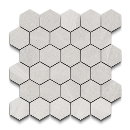 Burlington Porcelain Tile Blanco Hexagon Mosaic 11x13 Sheet