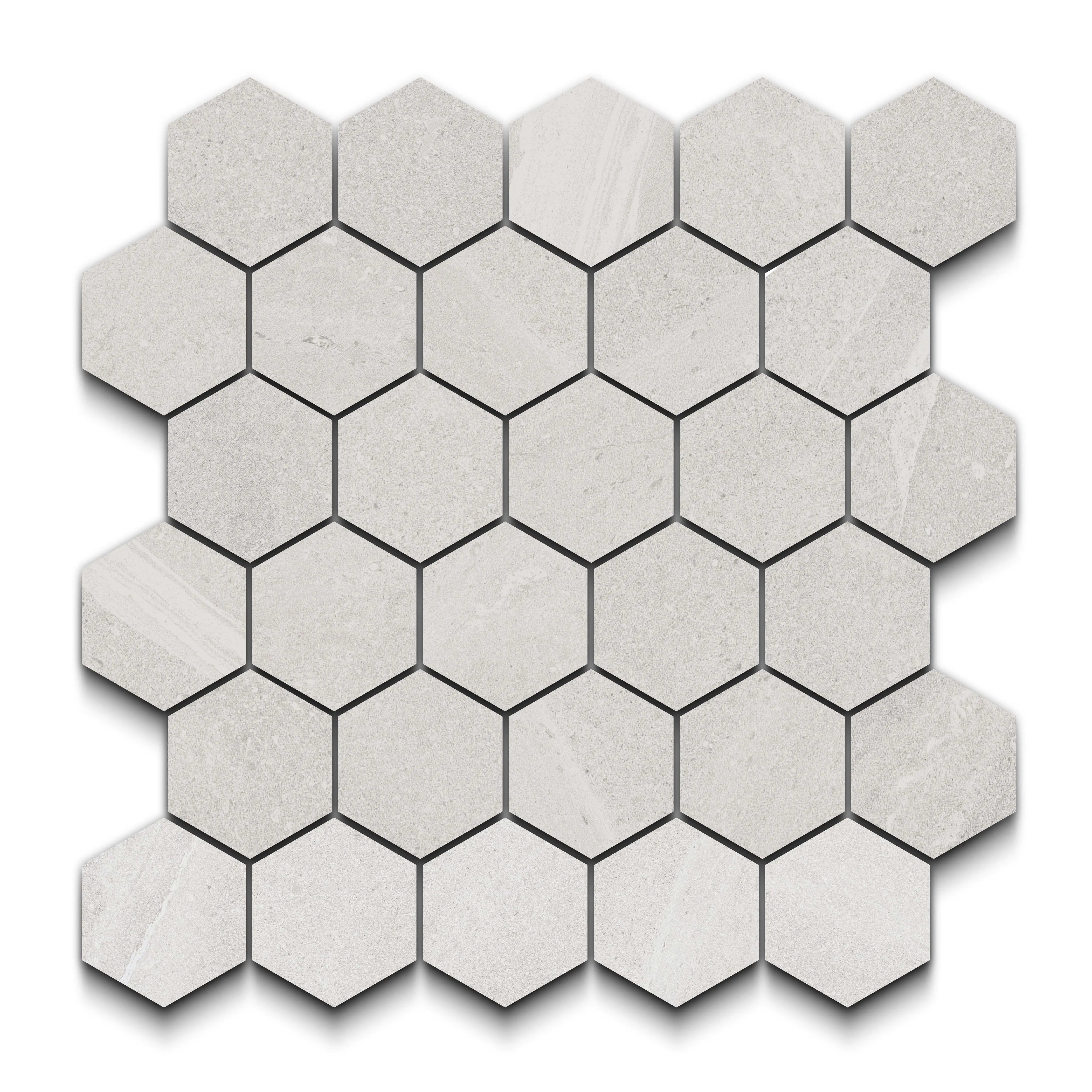 Burlington Porcelain Tile Blanco Hexagon Mosaic 11x13 Sheet
