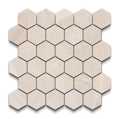 Burlington Porcelain Tile Marfil Hexagon Mosaic 11x13 Sheet