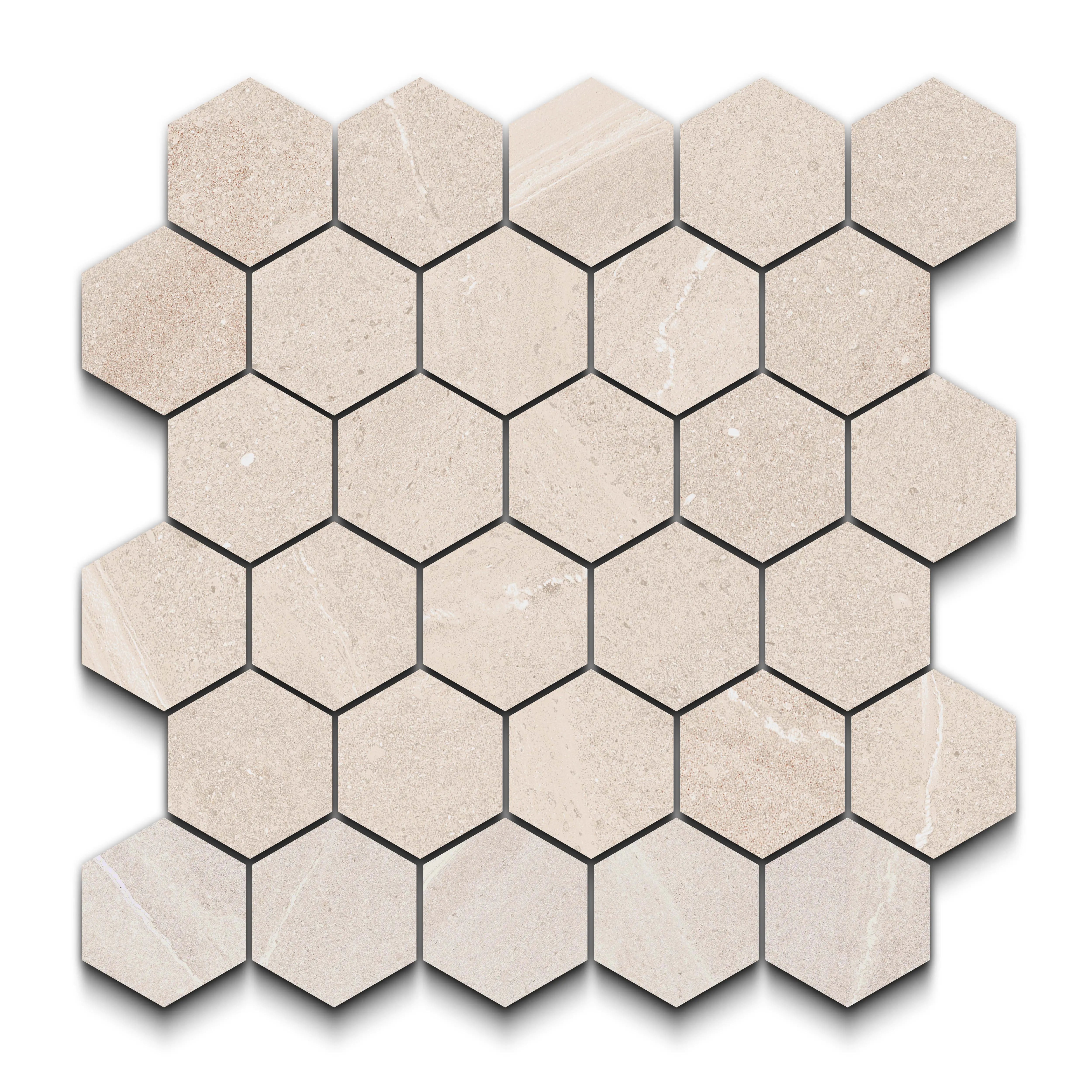 Burlington Porcelain Tile Marfil Hexagon Mosaic 11x13 Sheet