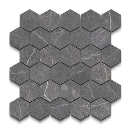 Astrastone Porcelain Tile Graphite Hexagon Mosaic 11x13 Sheet
