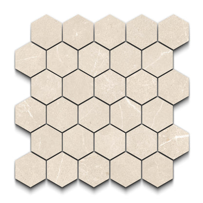 Astrastone Porcelain Tile Ivory Hexagon Mosaic 11x13 Sheet
