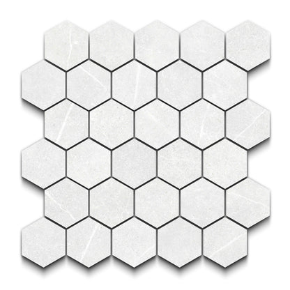 Astrastone Porcelain Tile White Hexagon Mosaic 11x13 Sheet