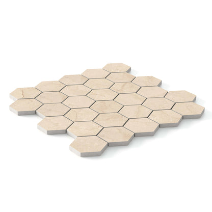 Crema Marfil Porcelain Tile Matte Hexagon Mosaic