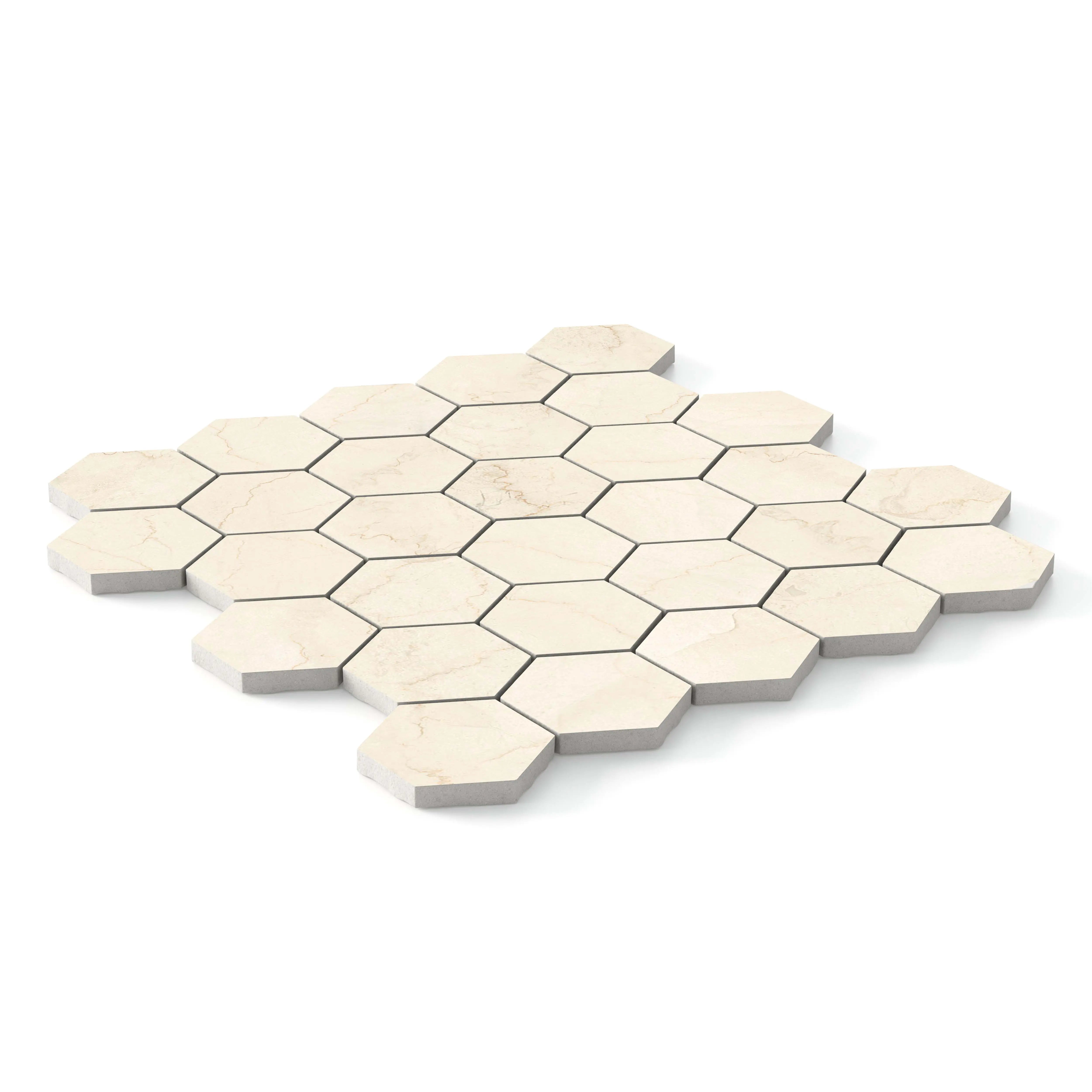 Botticino Select Porcelain Tile Natural Matte Hexagon Mosaic