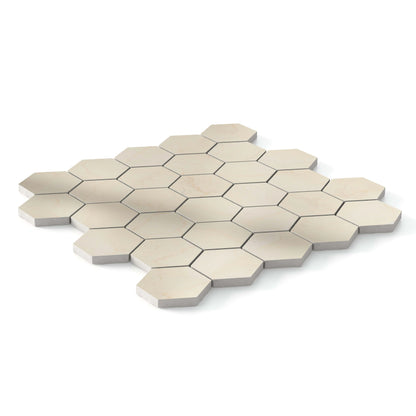 Botticino Select Porcelain Tile Natural Polished Hexagon Mosaic