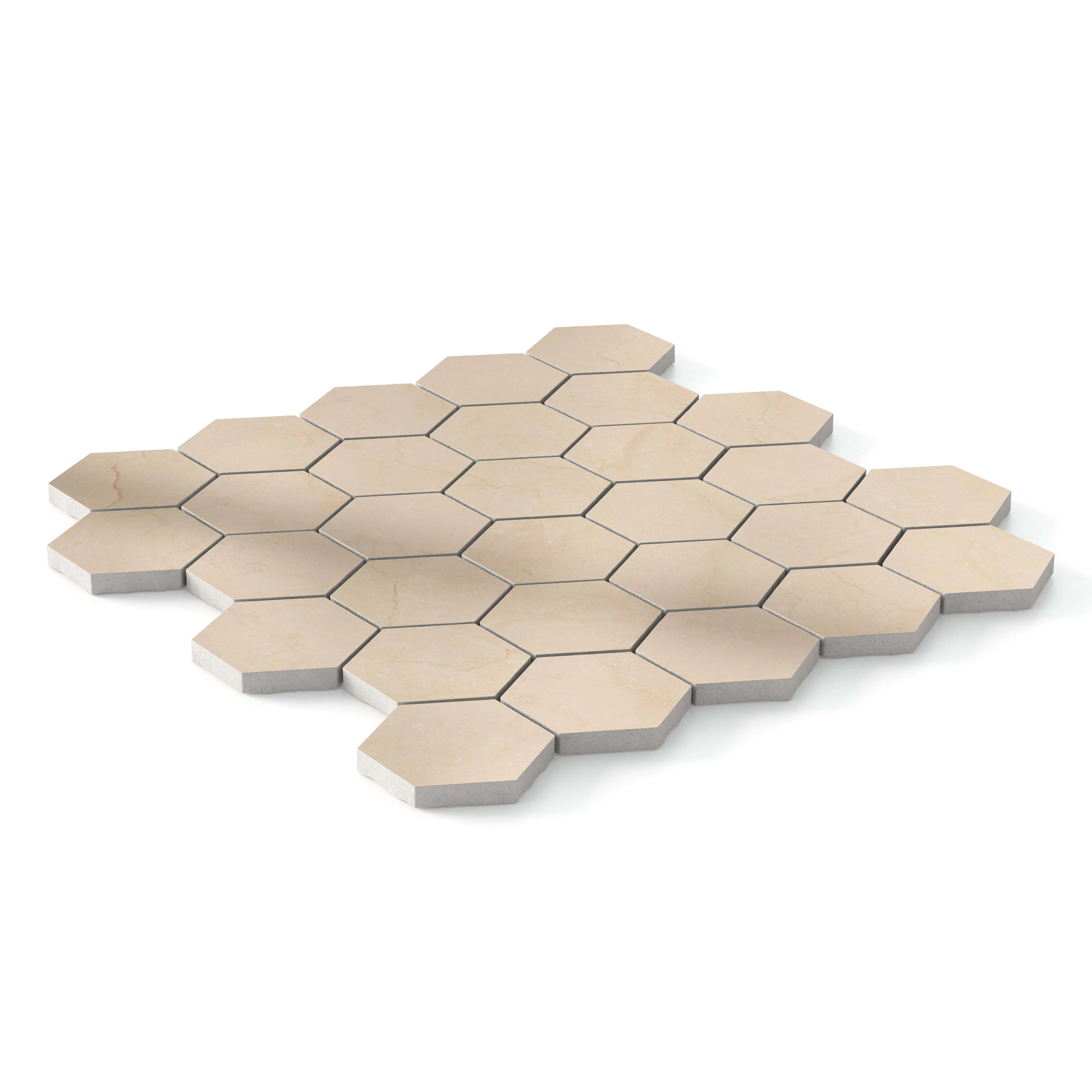 Crema Marfil Porcelain Tile Polished Hexagon Mosaic