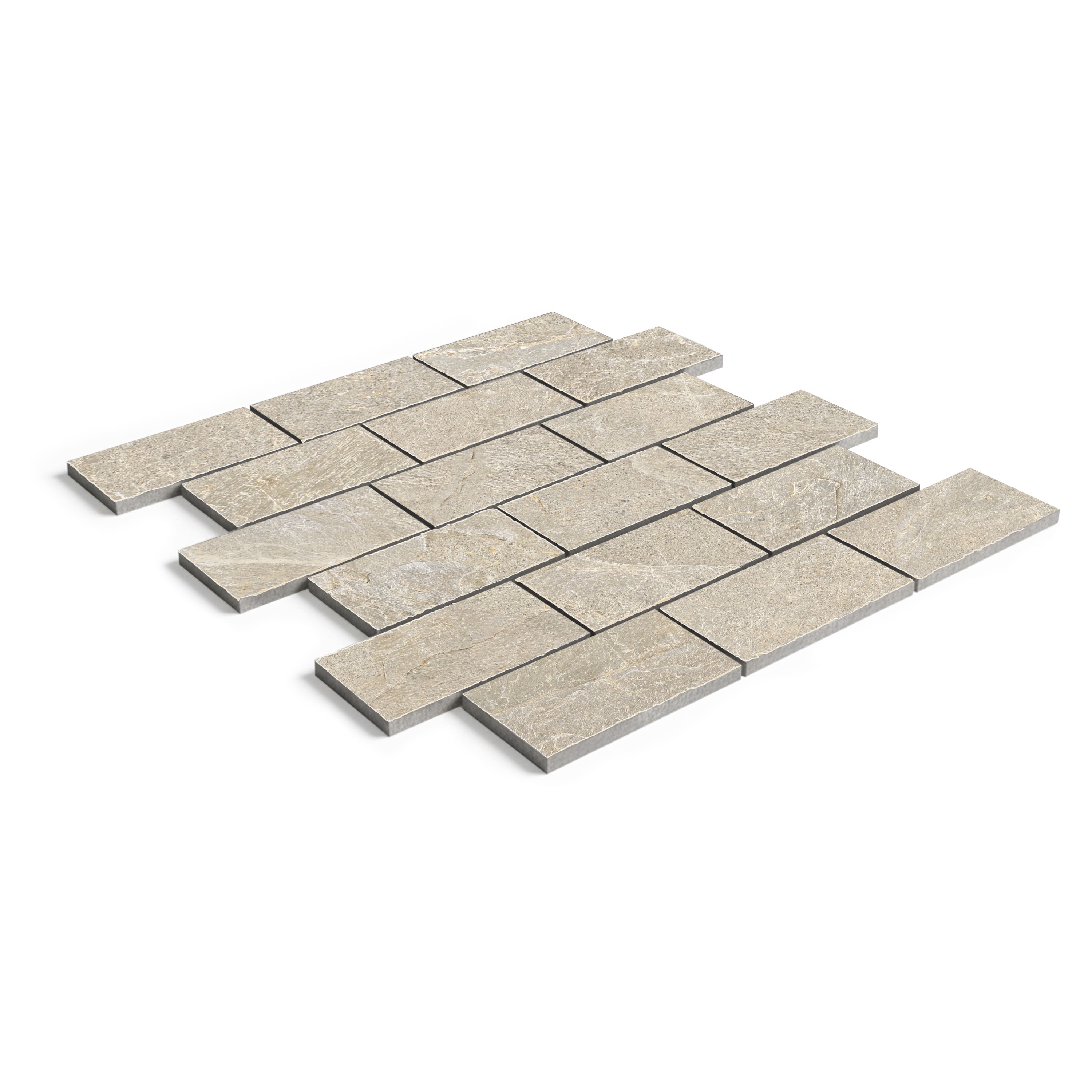 Ardesia Slate Cocoa Matte 2x4 Muretto Mosaic Tumbled Edge (12x12 Sheet)