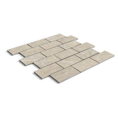 Ardesia Slate Cocoa Matte 2x4 Muretto Mosaic Tumbled Edge (12x12 Sheet)