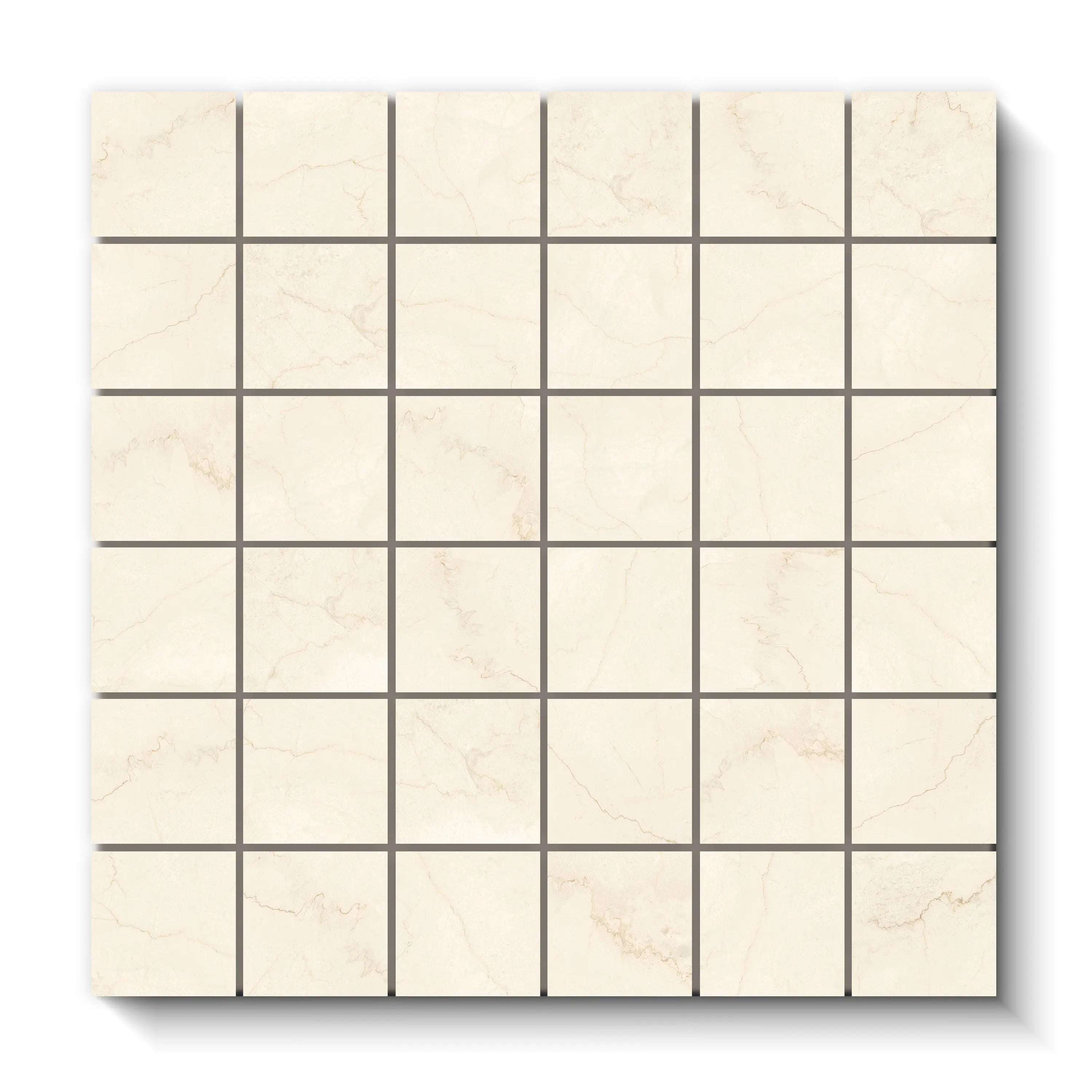 Botticino Select Porcelain Tile Natural Square Mosaic 2x2 Sheet Matte