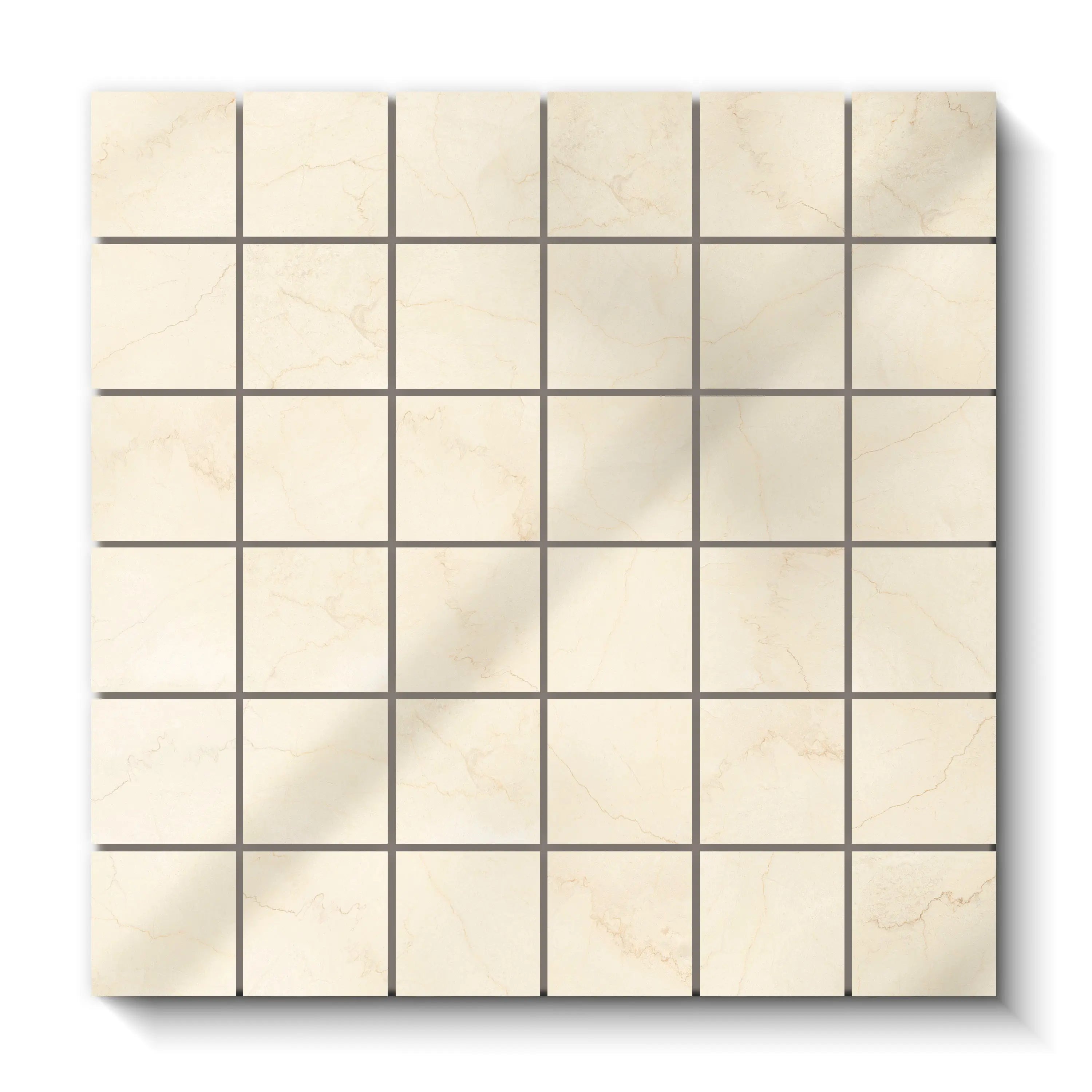 Botticino Select Porcelain Tile Natural Square Mosaic 2x2 Sheet Polished