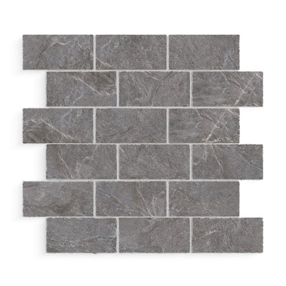 Ardesia Slate Storm Matte 2x4 Muretto Mosaic Tumbled Edge (12x12 Sheet)