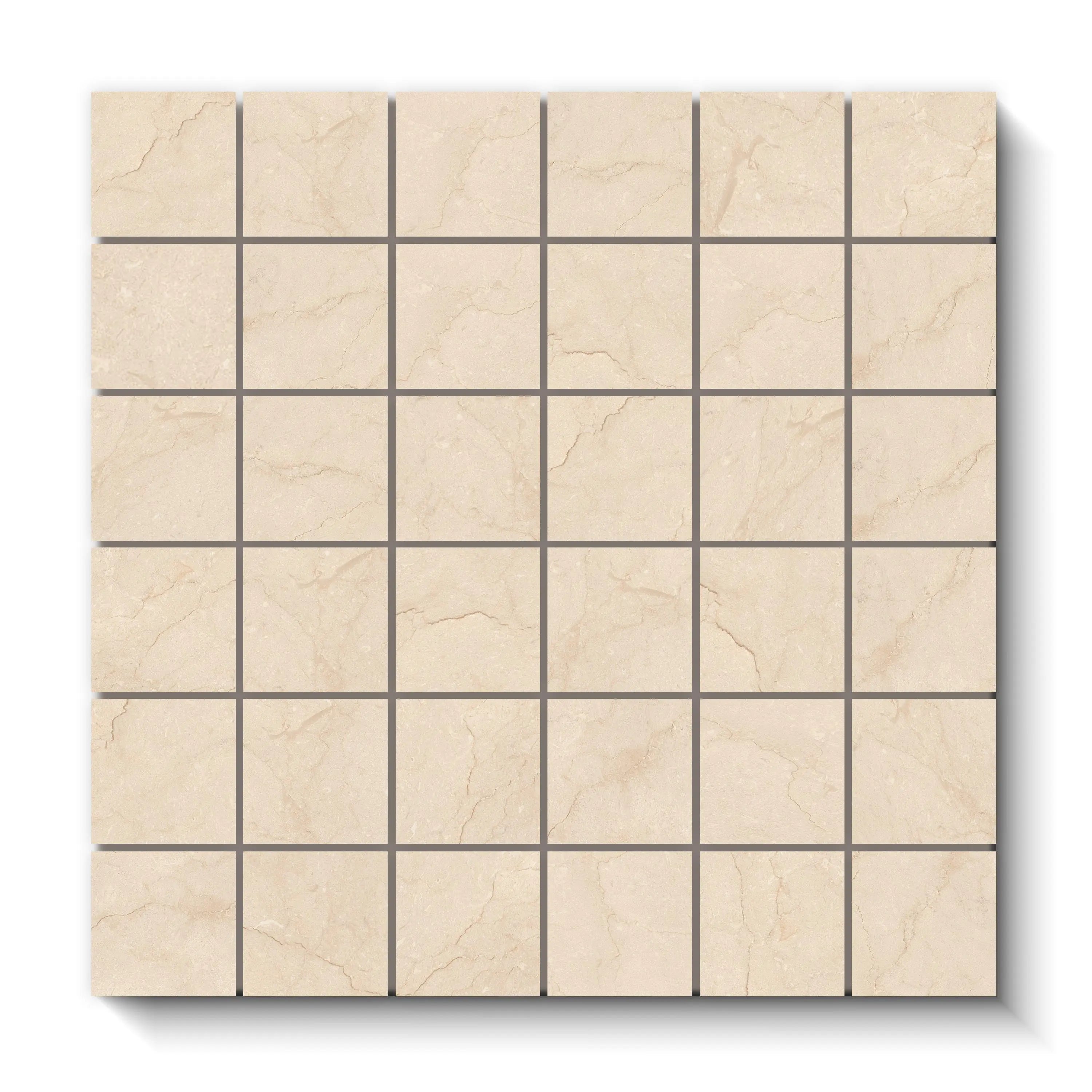 Crema Marfil Porcelain Tile Square Mosaic 2x2 Sheet Matte