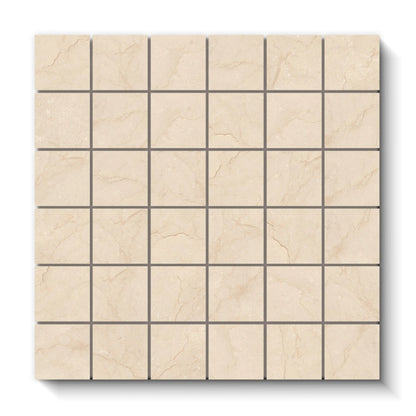 Crema Marfil Porcelain Tile Square Mosaic 2x2 Sheet Matte