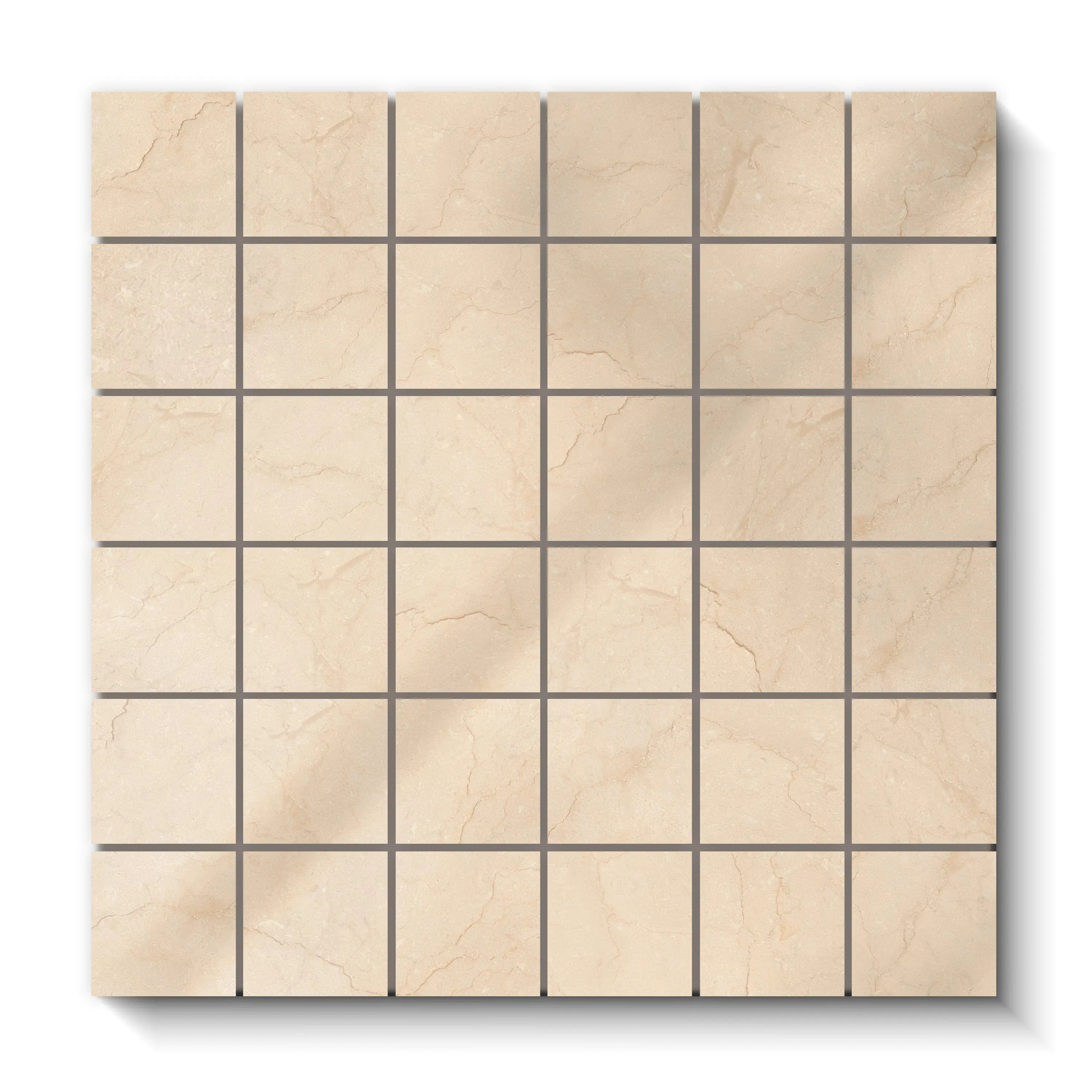 Crema Marfil Porcelain Tile Square Mosaic 2x2 Sheet Polished